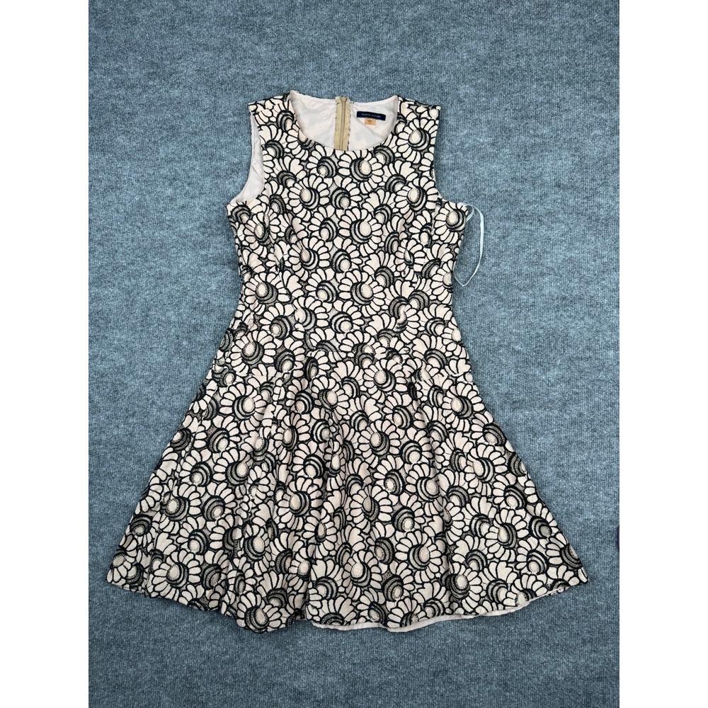 Tommy Hilfiger Women's Black Floral Lace Overlay Dress Size 10 Fit & Flare